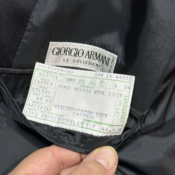 Giorgio Armani Collezioni Black Blazer Jacket Men’s Size 44R 100% Wool Suit - Picture 3 of 9